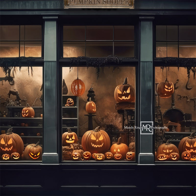 Kate Halloween Pumpkin Shoppe Storefront Backdrop Designed by Mandy Ringe Photography