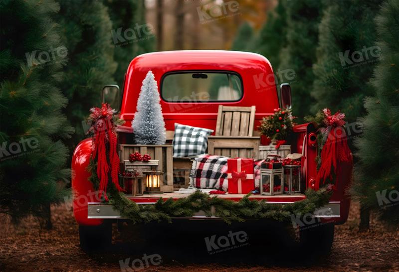 Kate Christmas Red Truck Backdrop for Photography