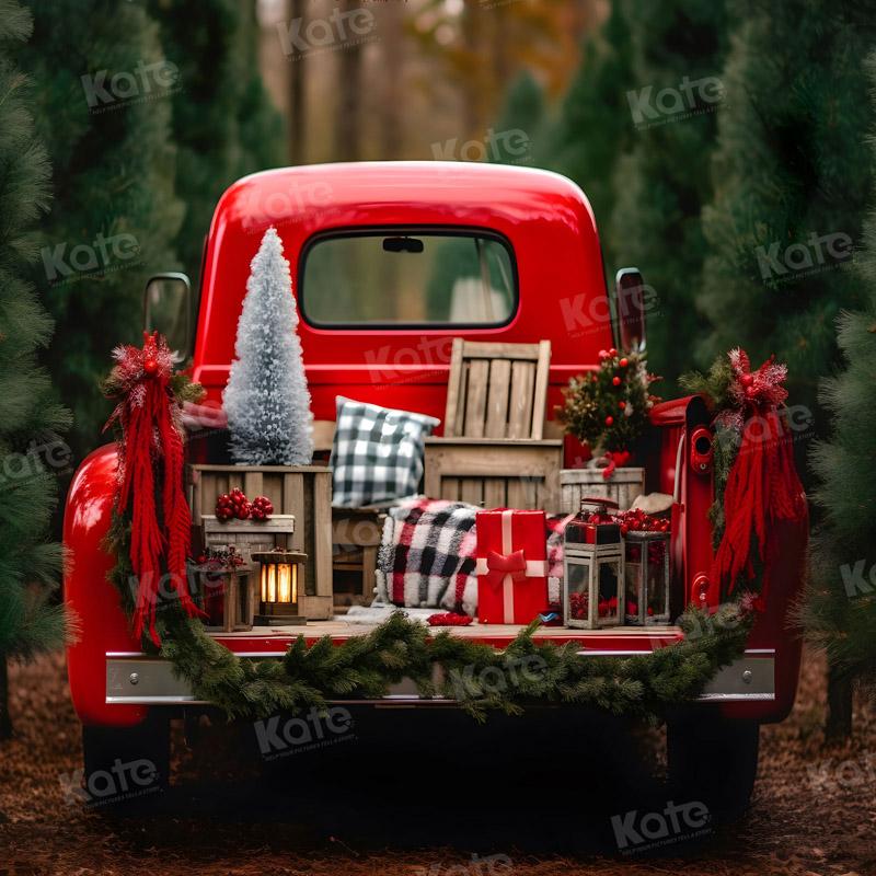 Kate Christmas Red Truck Backdrop for Photography