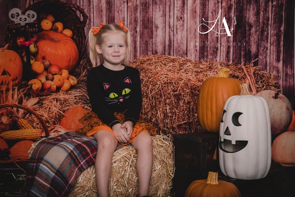 Kate Halloween Autumn Pumpkin Grass Pile Farm Backdrop Photography