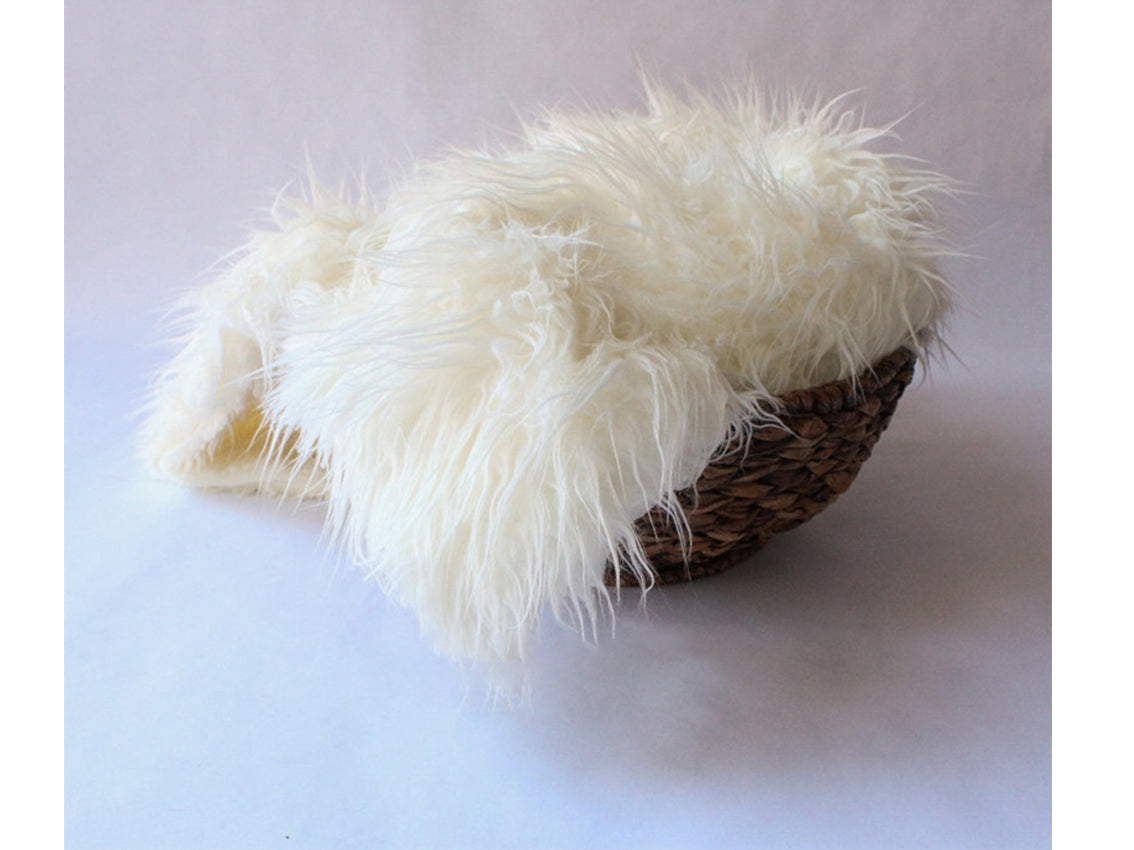 Kate Long Plush Faux Fur Blanket for Newborn Photography