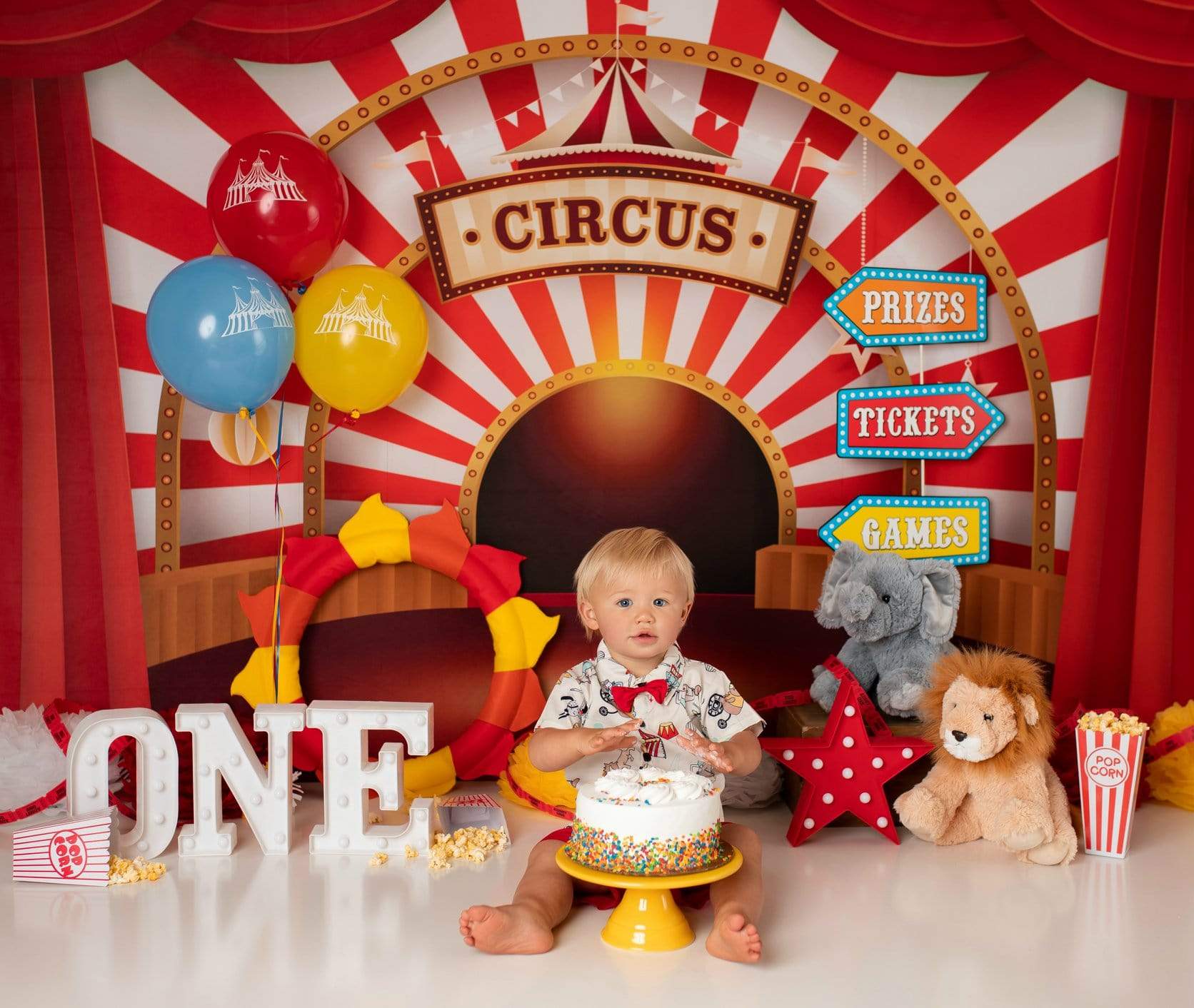 Kate Children Circus Stage Red Backdrop for Photography -UK