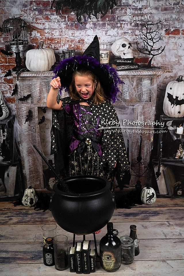 Kate Halloween Fireplace Backdrop Designed by Arica Kirby