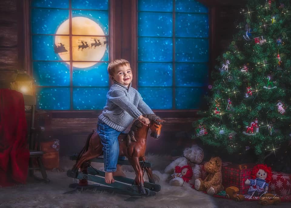 Kate Christmas Tree Santa Window Backdrop for Photography Designed by Lisa Granden -UK