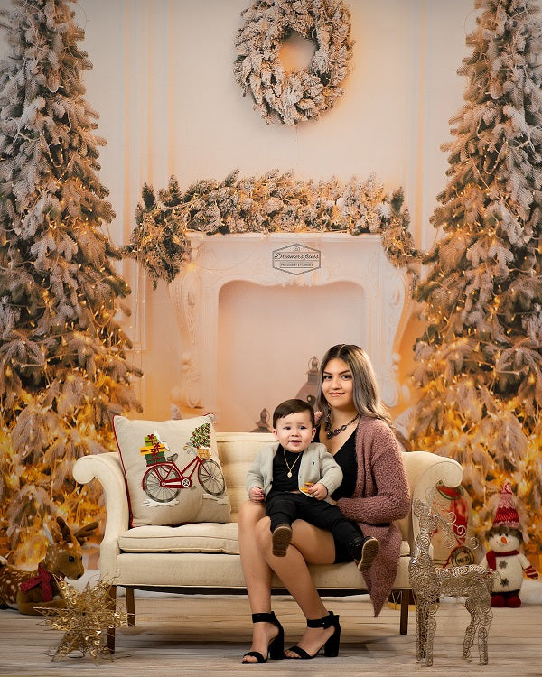 Kate Christmas White Fireplace Backdrop for Photography
