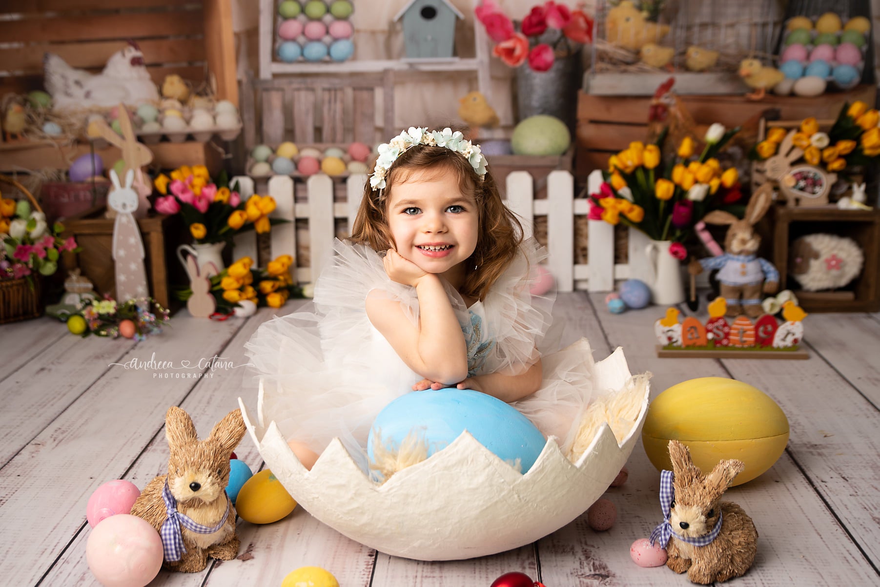 Kate Colorful Eggs Happy Easter Backdrop  Studios