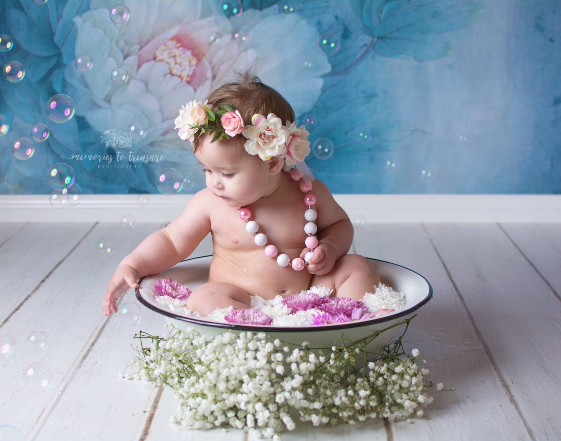 Kate Blue Flower Backdrop For Children Photography