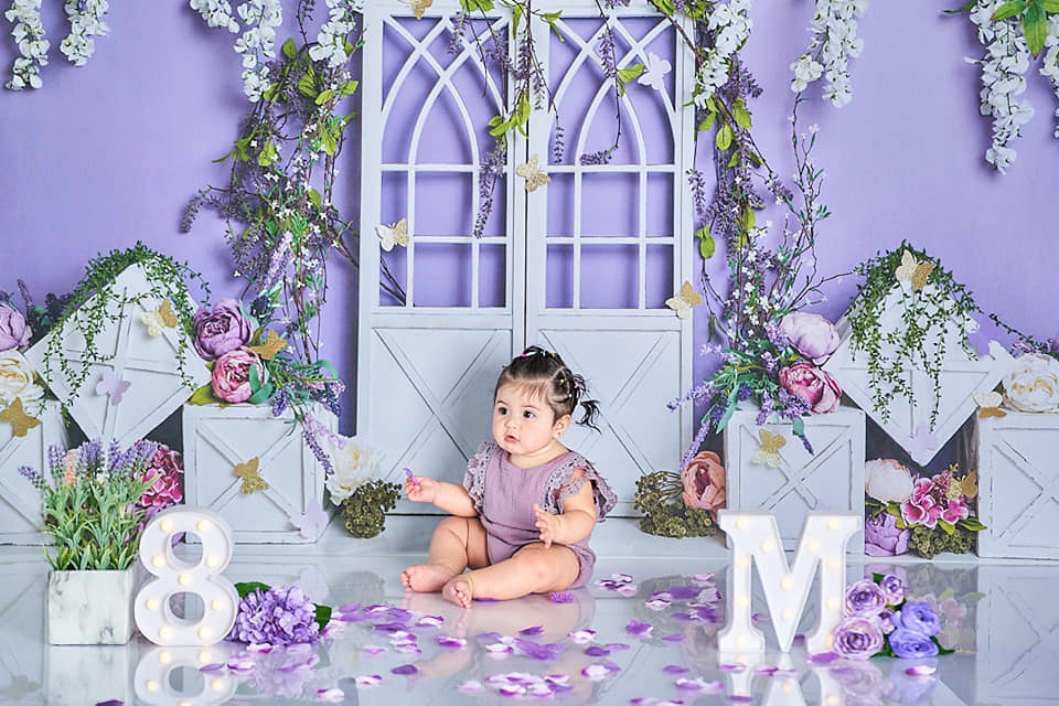 Kate Spring Purple Floral Backdrop Designed by Megan Leigh Photography