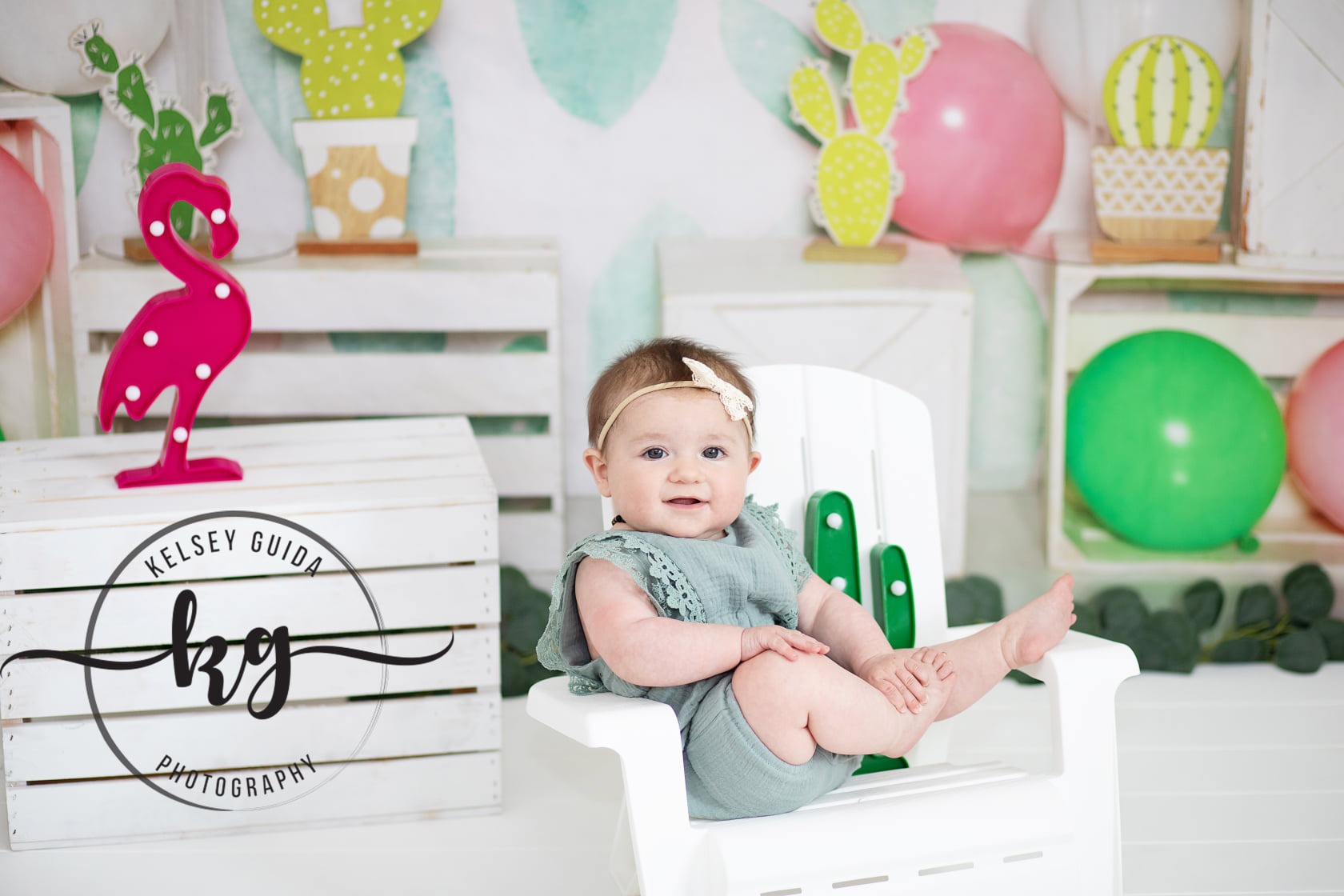 Kate Children Summer Backdrop with Cactus Balloons Designed by Emetselch -UK