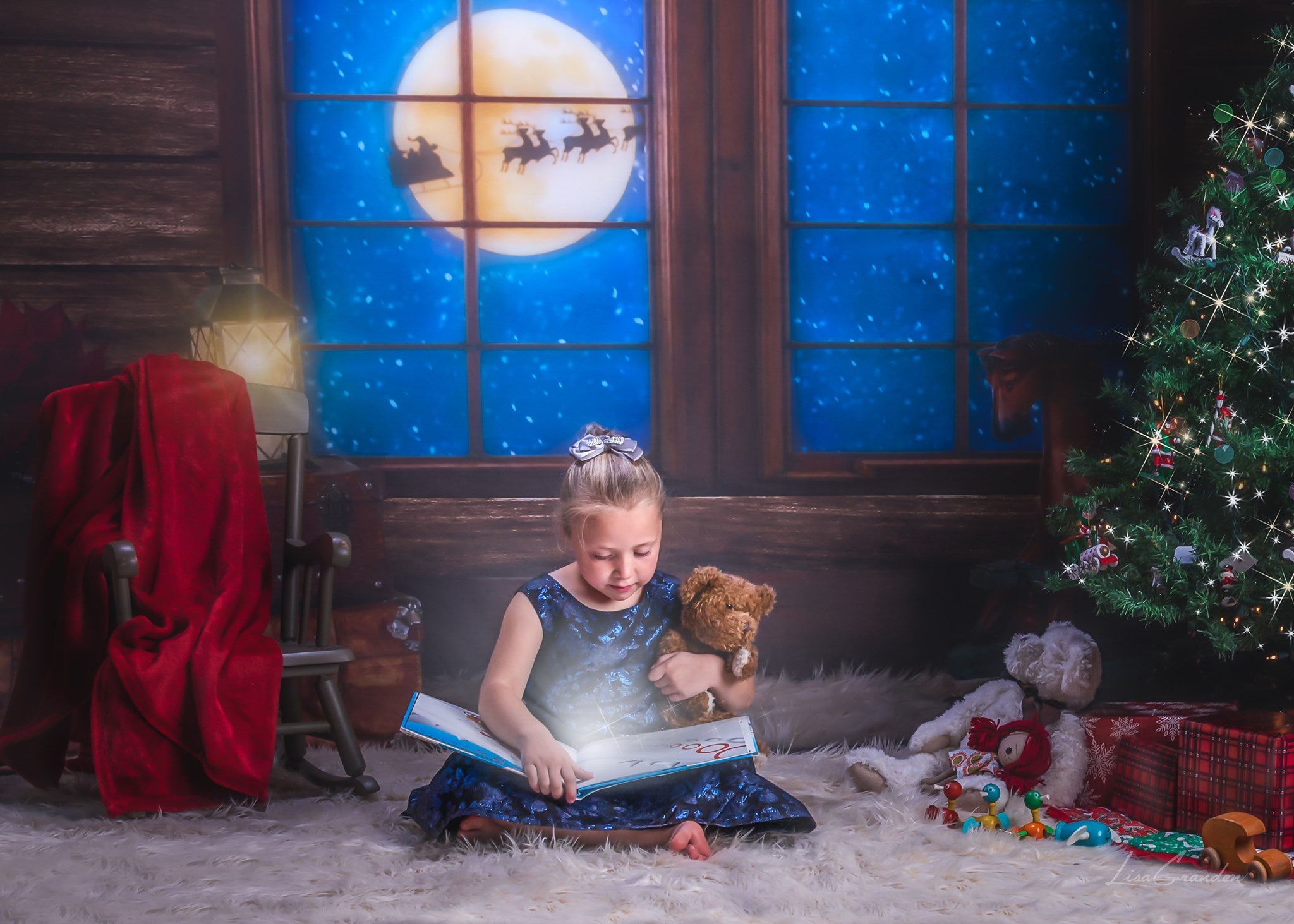 Kate Christmas Tree Santa Window Backdrop for Photography Designed by Lisa Granden -UK
