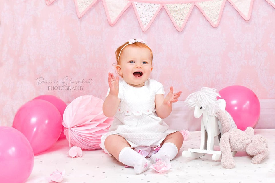 Kate Pink Wall Pattern Backdrop for Children Photography White/Cream Flooring