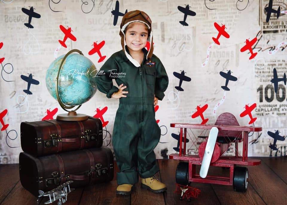 Kate Retro Planes Valentines Backdrop for Photography designed by Jerry_Sina -UK