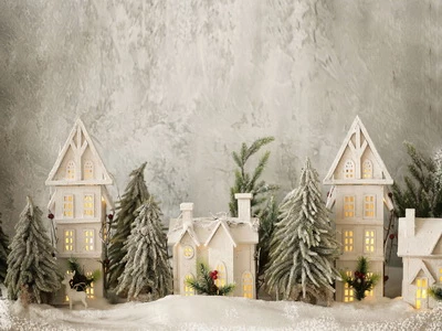 Kate Christmas Tree Small Wood House Children Backdrop for Photography
