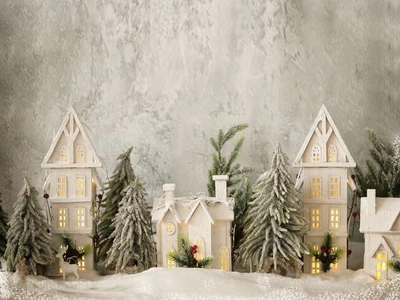 Kate Christmas Tree Small Wood House Children Backdrop for Photography -UK