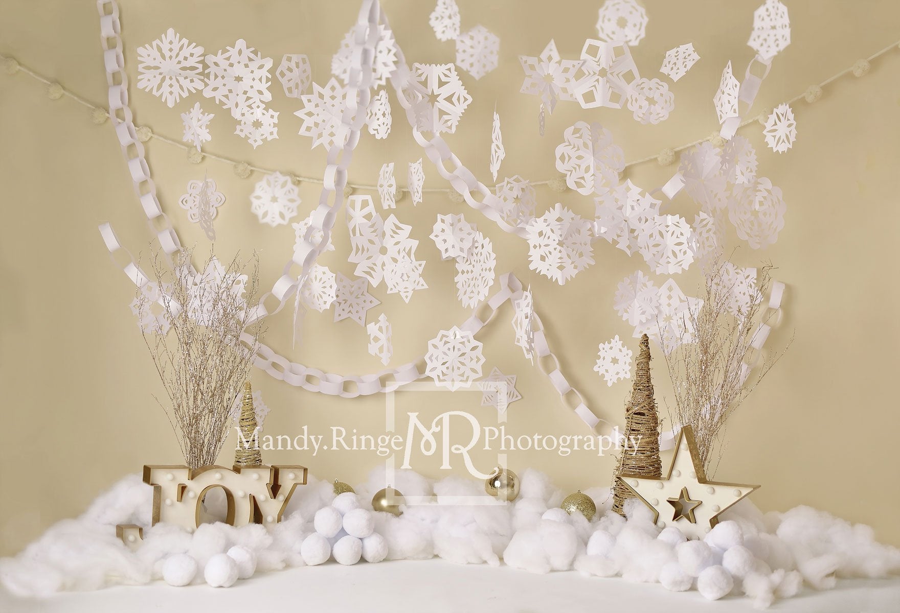 Kate Paper Snowflakes Winter Joy Birthday Backdrop for Photography Designed by Mandy Ringe Photography