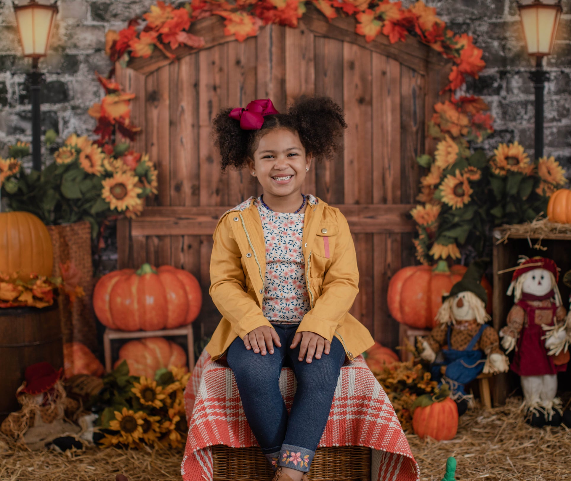 Kate Autumn Pumpkin Brick Barn Door Backdrop Designed by Emetselch -UK