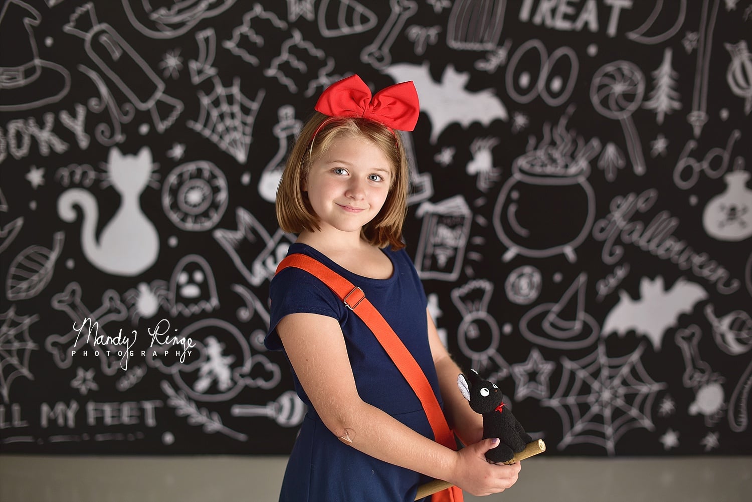 Kate Black Halloween Doodles Backdrop for Photography Designed By Mandy Ringe Photography