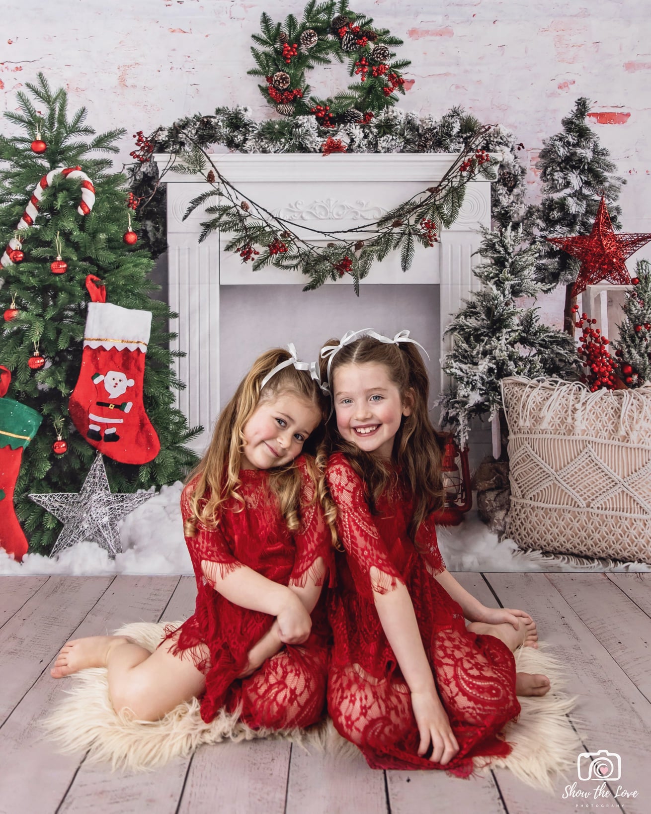 Kate Christmas Tree Brick Fireplace Backdrop Designed by Emetselch -UK