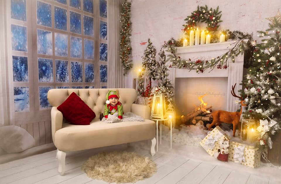 Kate Christmas Snow Backdrop Room Set