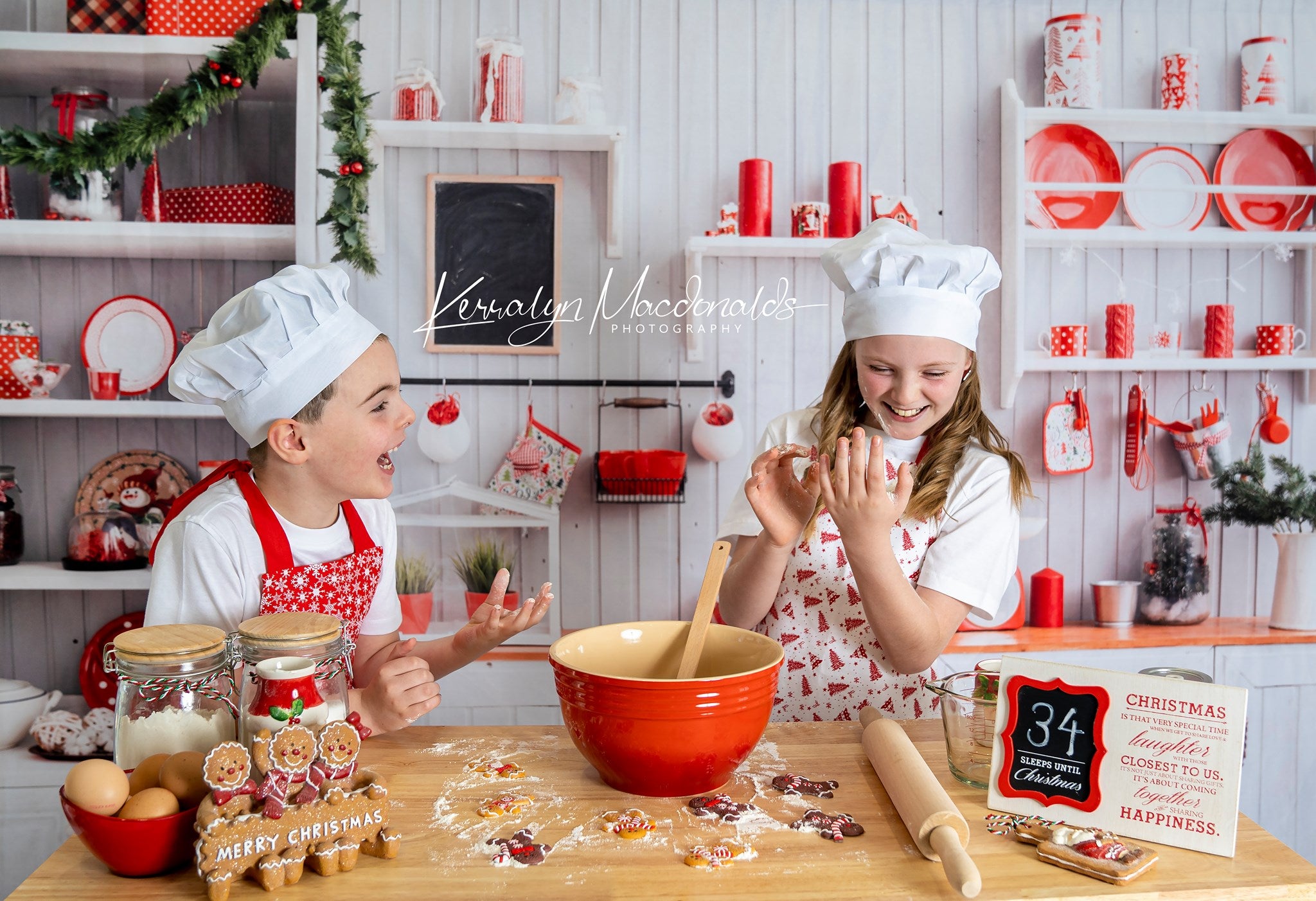 Kate Christmas Kitchen Backdrop White Wall for Photography -UK