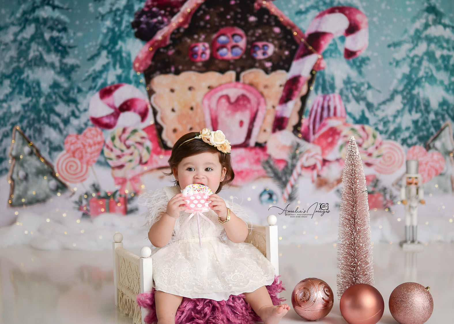Kate Christmas Sugars Gingerbread Hot Cocoa Backdrop for Photography