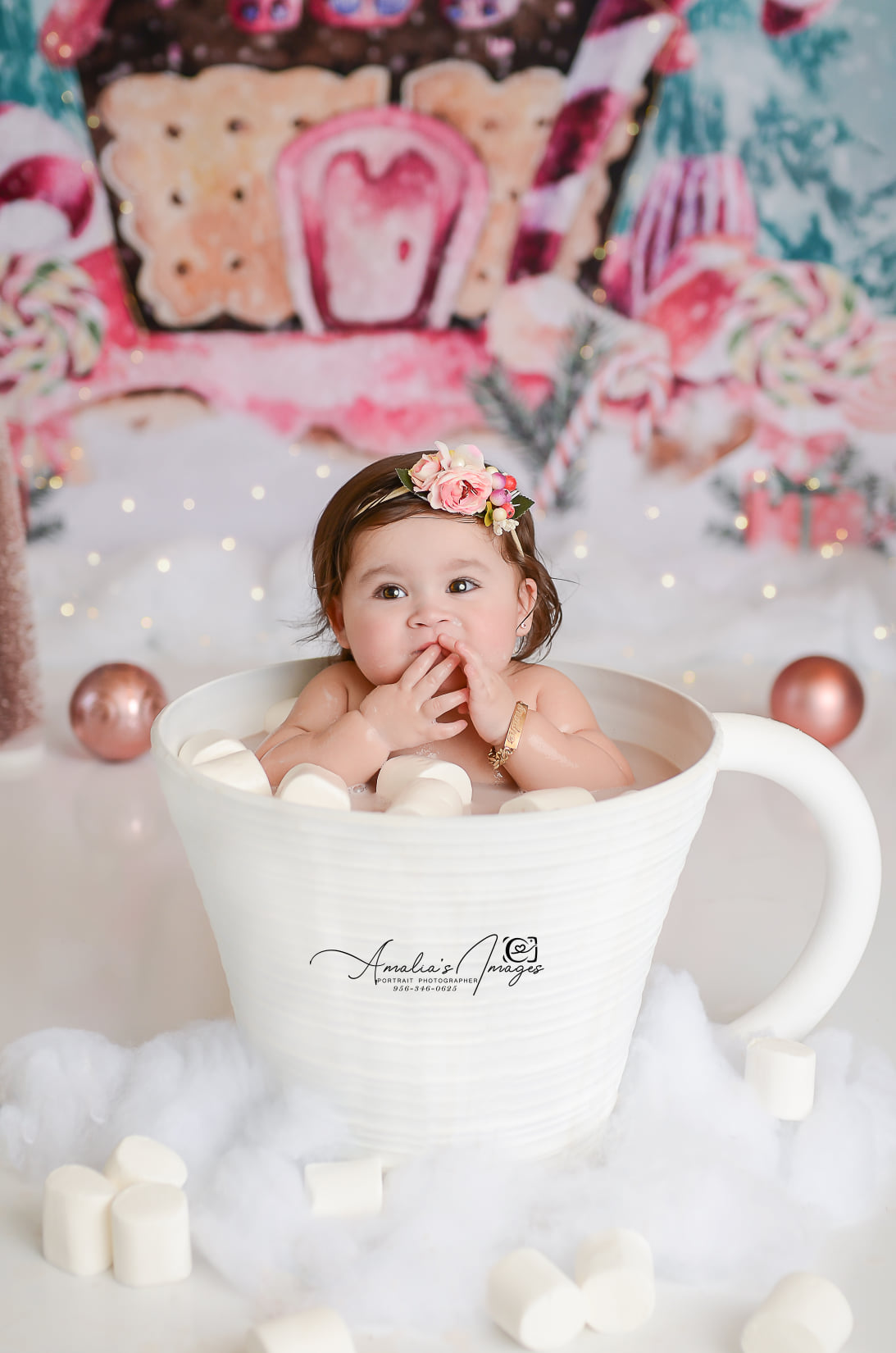 Kate Christmas Sugars Gingerbread Hot Cocoa Backdrop for Photography