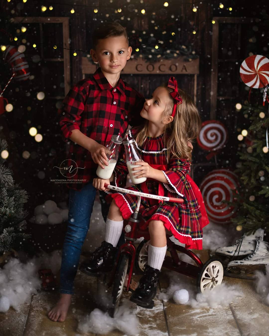 Kate Christmas Hot Cocoa Wooden Winter Backdrop Designed by Emetselch -UK