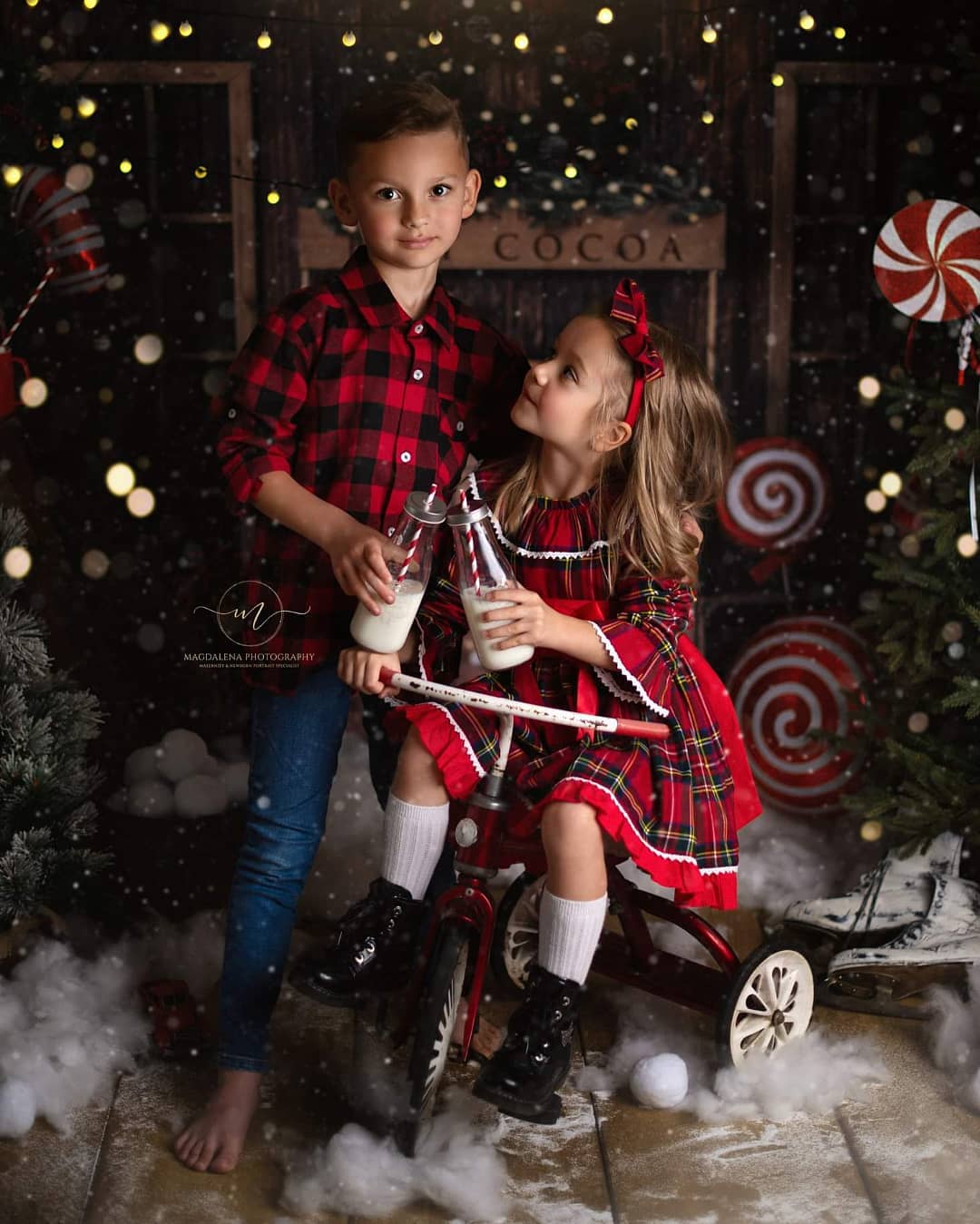 Kate Christmas Hot Cocoa Wooden Winter Backdrop Designed by Emetselch