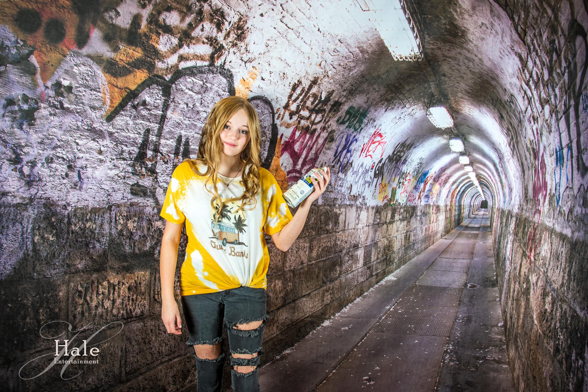 Kate Graffiti Wall Backdrop Tunnel Light Background for Photography