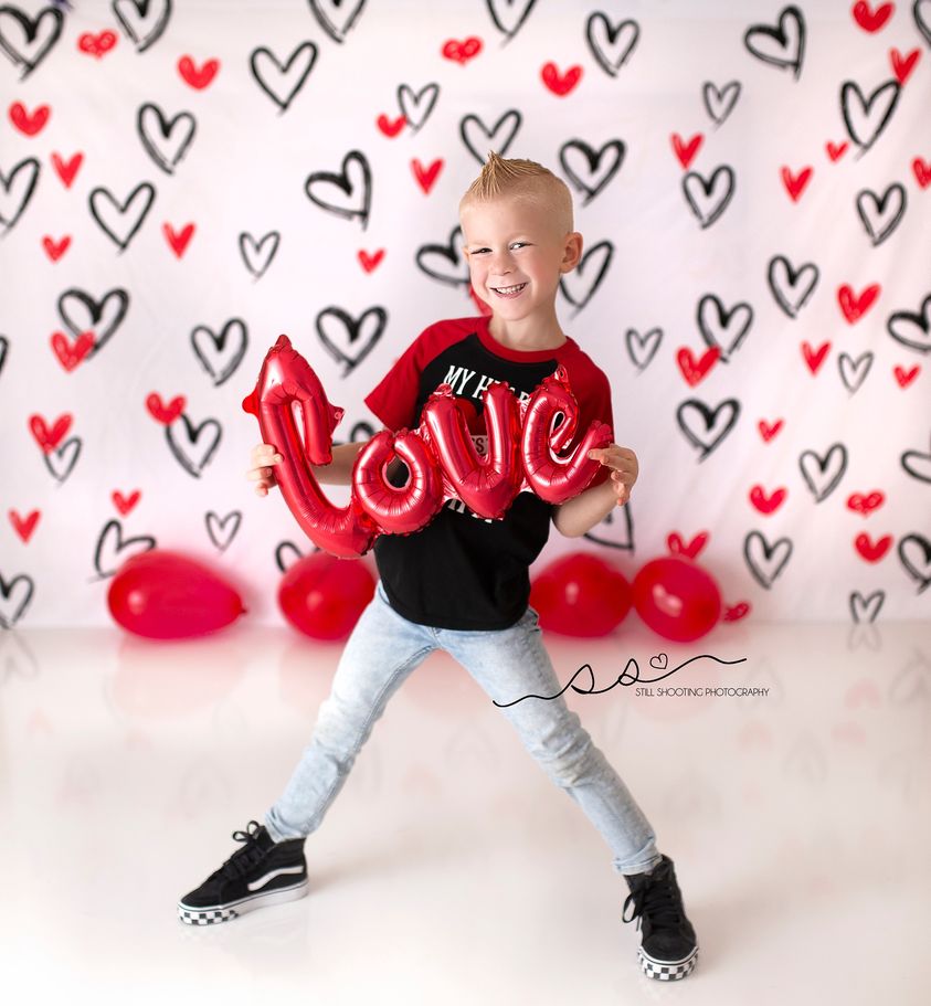 Kate Valentine's Day Red Hearts Backdrop for Photography