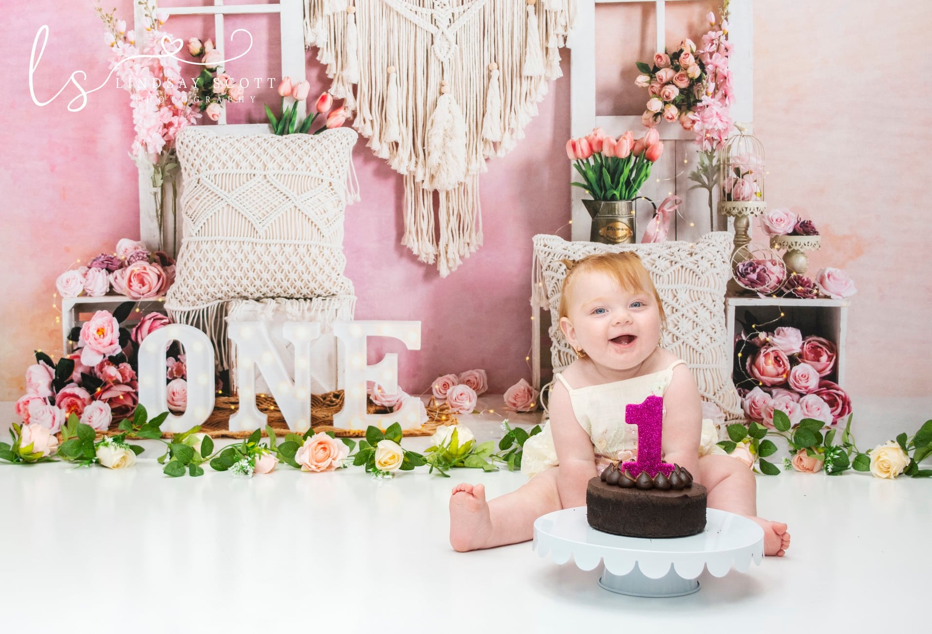 Kate Boho Flowers Backdrop Birthday Designed by Emetselch -UK