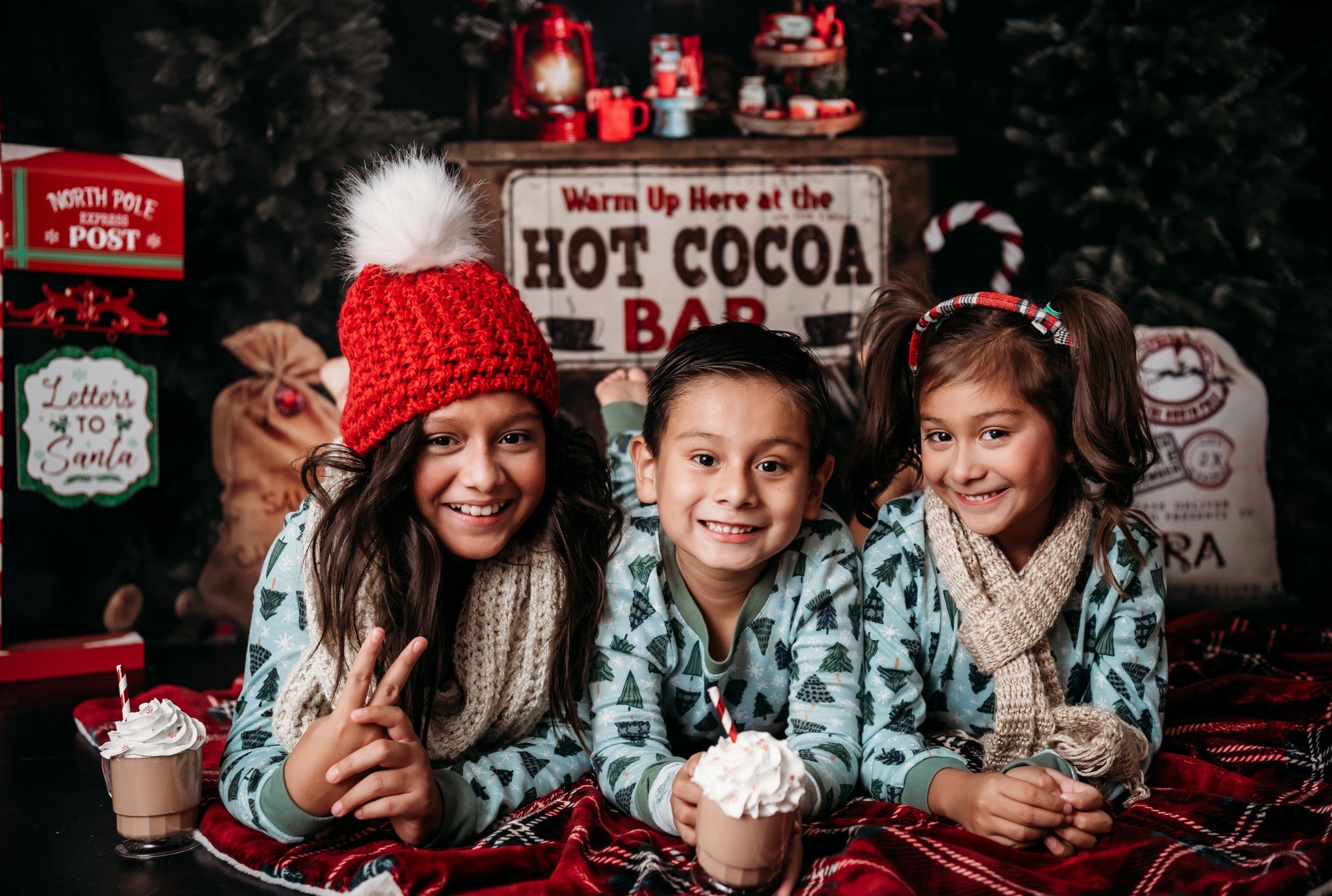 Kate Christmas Trees Hot Cocoa Party Backdrop for Photography