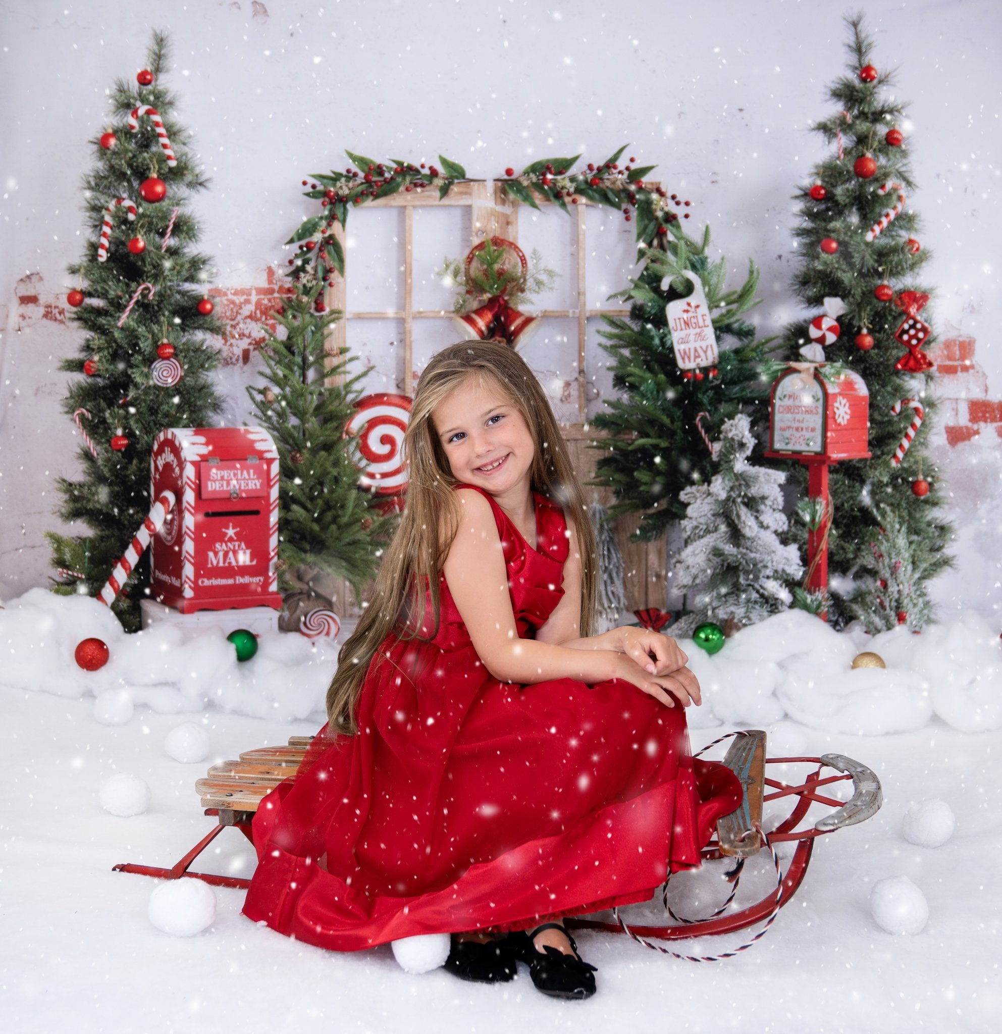 Kate Winter Christmas Tree Snow Backdrop Designed by Emetselch