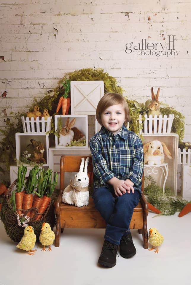 Kate Easter Bunnies with Brick Backdrop Designed By Mandy Ringe Photography