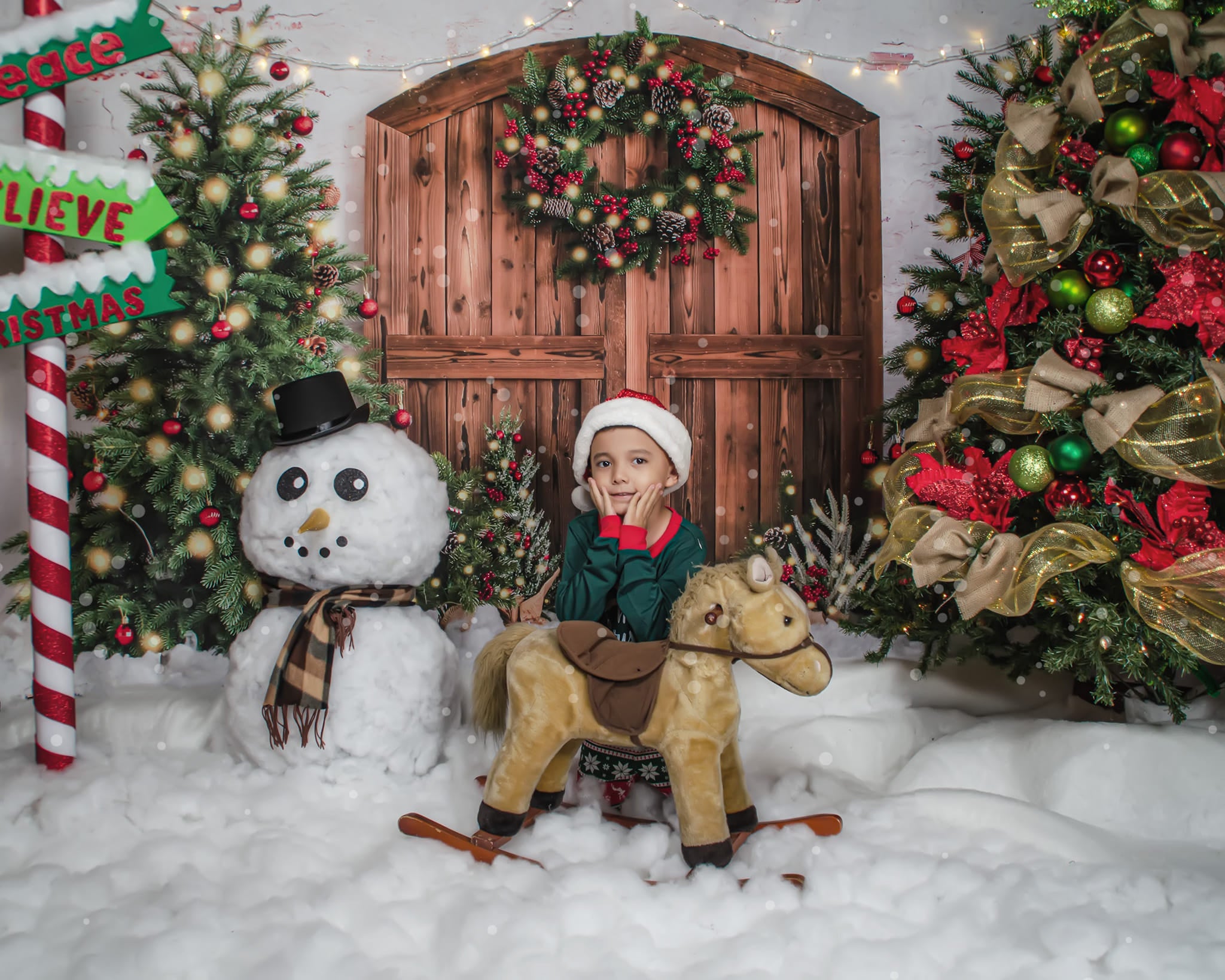 Kate Christmas Tree Wreath Barn Door Backdrop Designed by Emetselch -UK