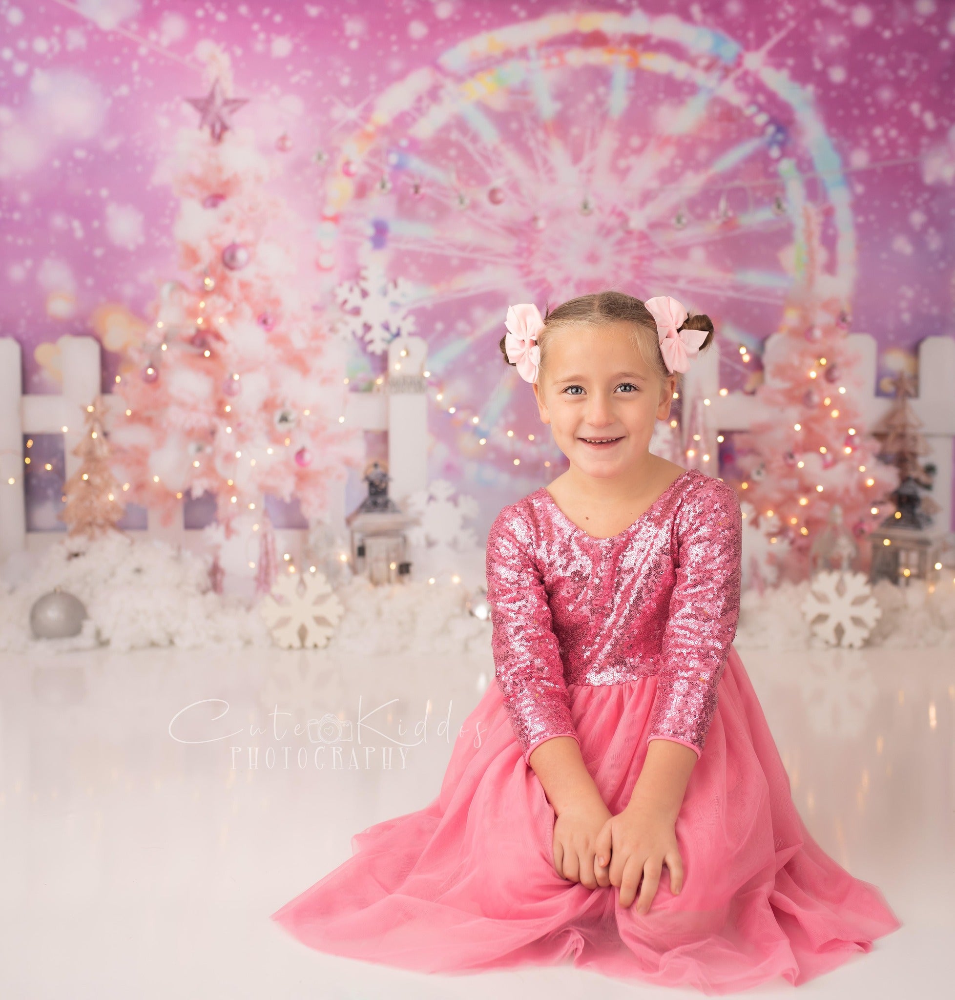 Kate Christmas Pink Fantasy Ferris Wheel Backdrop Designed by GQ