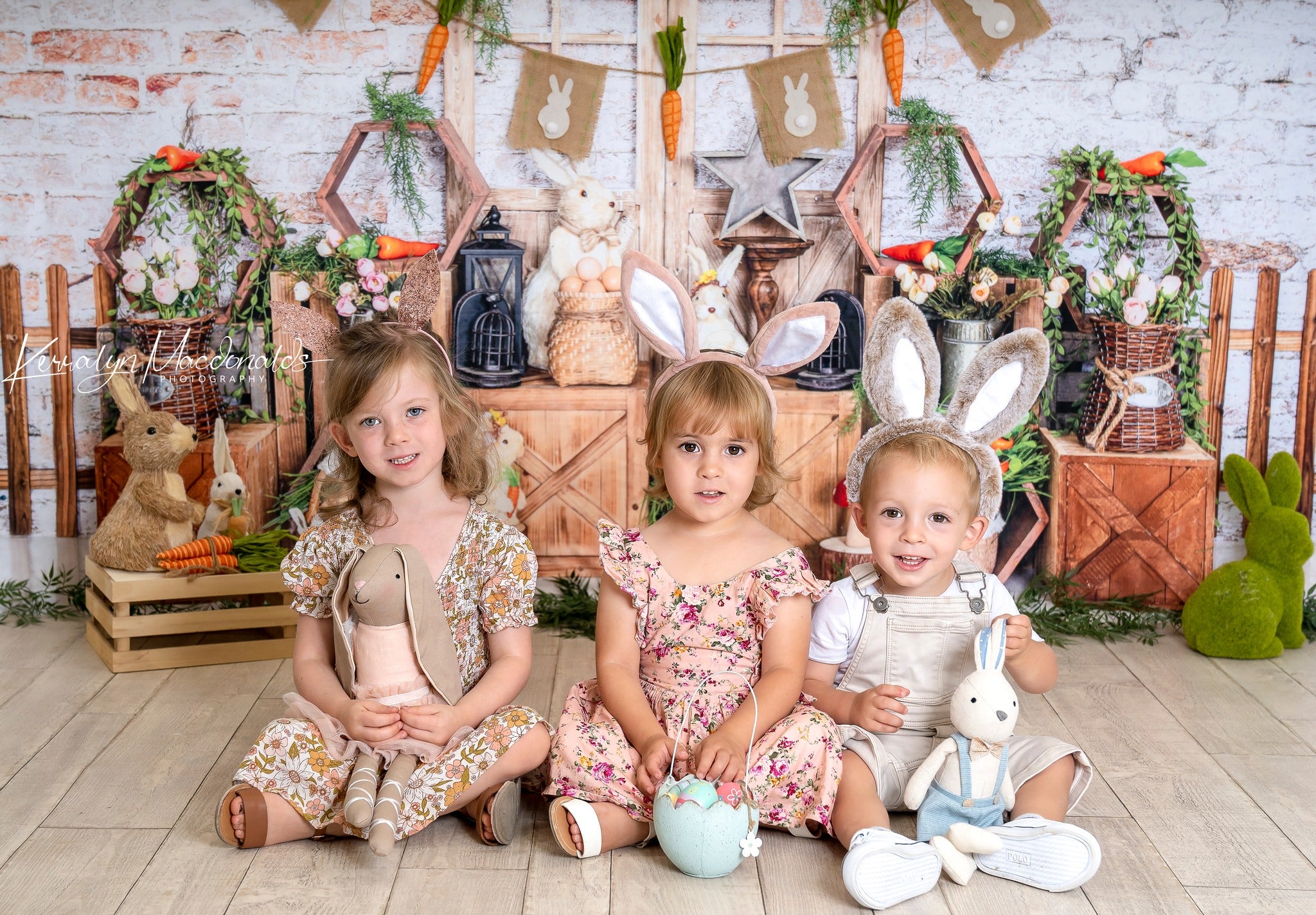 Kate Easter Bunny Brick Wall Backdrop for Photography