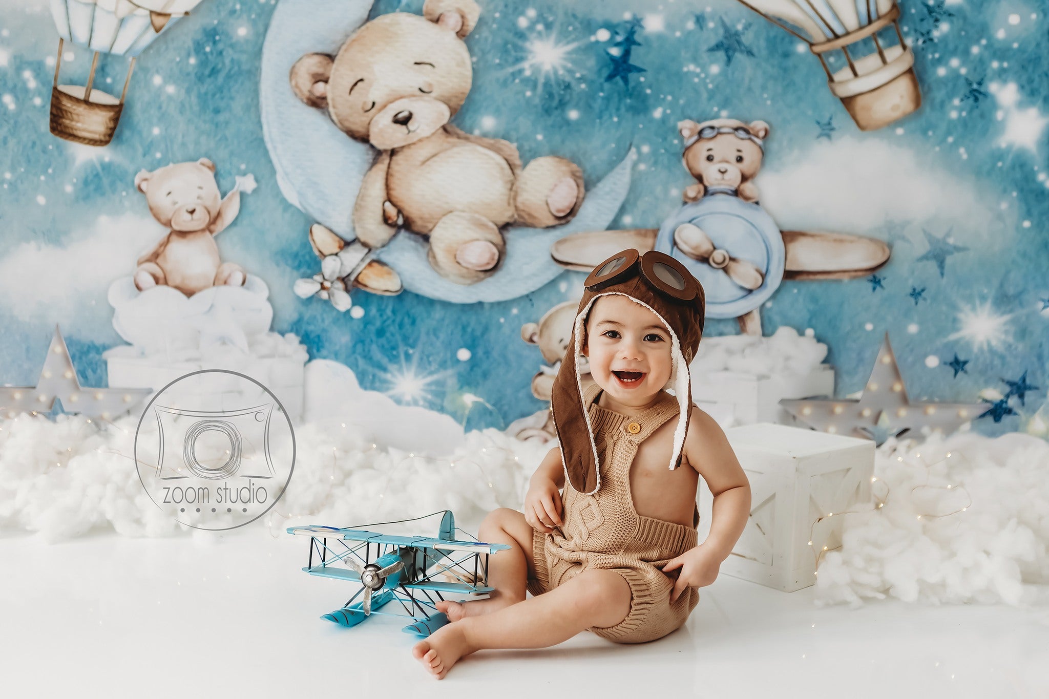 Kate Hot Air Balloon Bear Children Backdrop Designed by Ashley Paul -UK