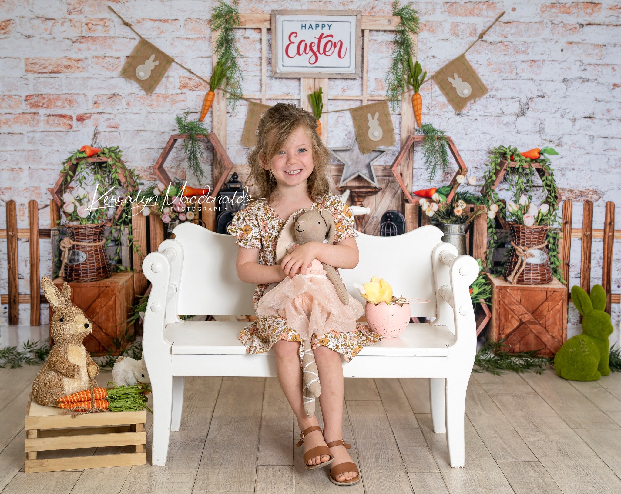 Kate Easter Bunny Brick Wall Backdrop for Photography