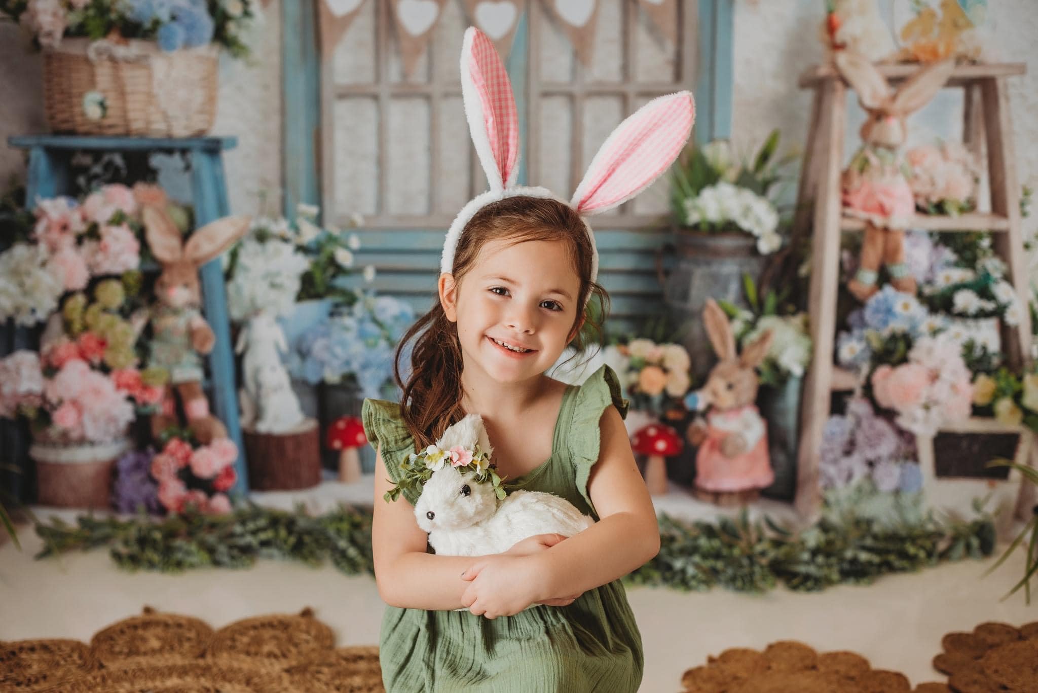 Kate White Easter Flower Bunny Backdrop for Photography