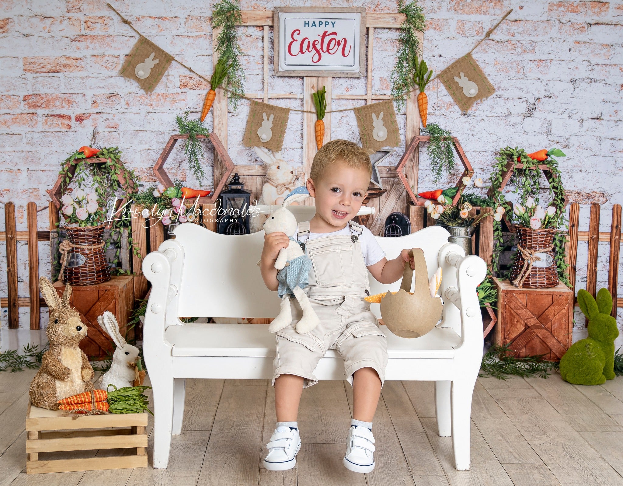 Kate Easter Bunny Brick Wall Backdrop for Photography