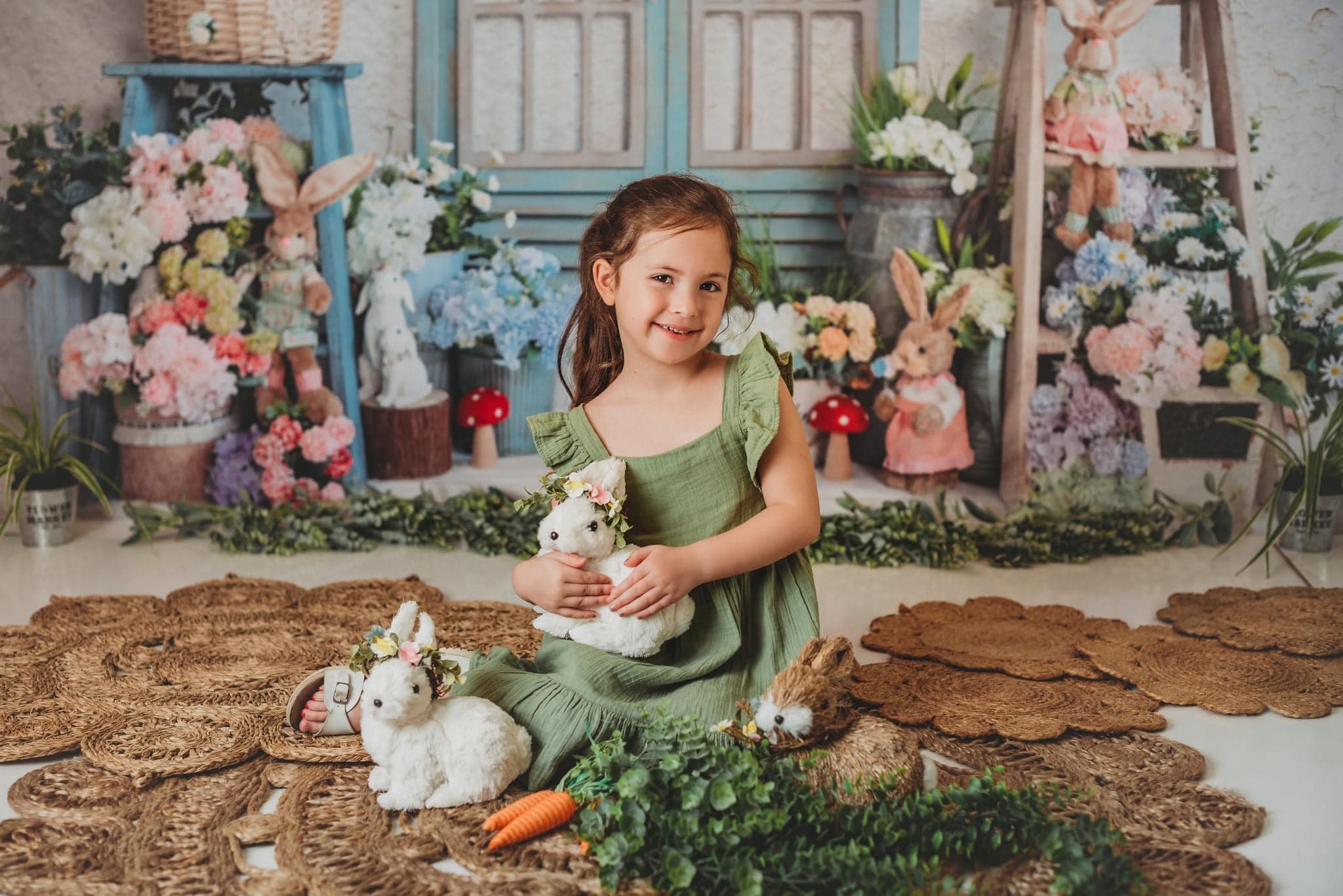 Kate White Easter Flower Bunny Backdrop for Photography