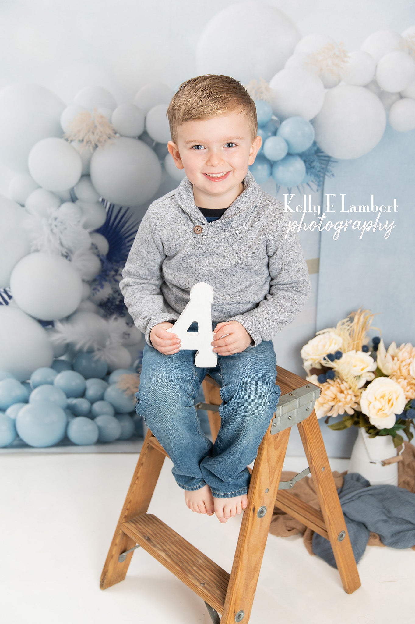 Kate Blue Boho Balloons Backdrop Designed by Uta Mueller Photography -UK