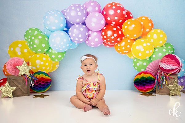 Kate Rainbow Speck Balloon Children Birthday Backdrop Designed by Kerry Anderson