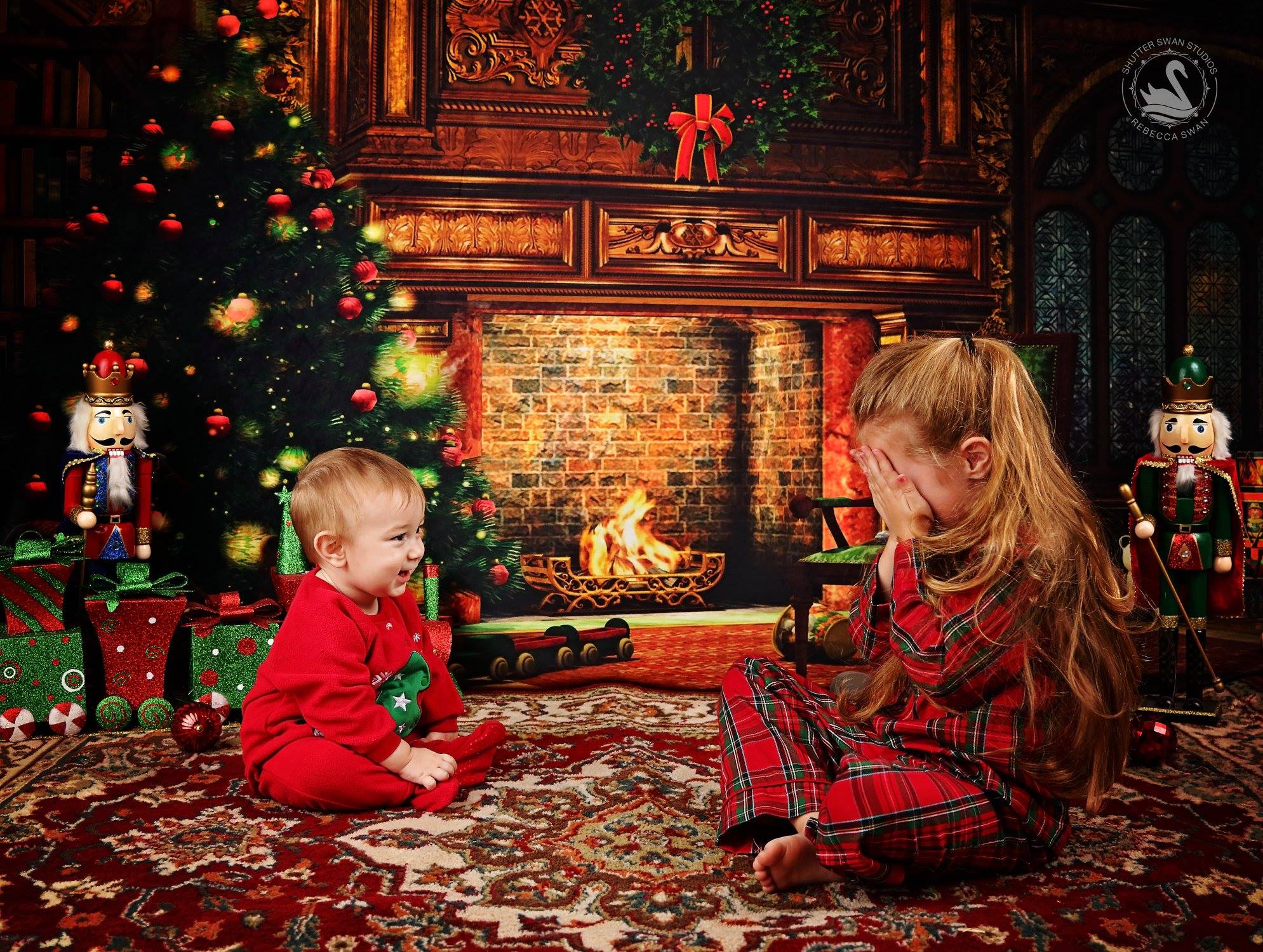 Kate Christmas Fireplace Backdrop for Photography