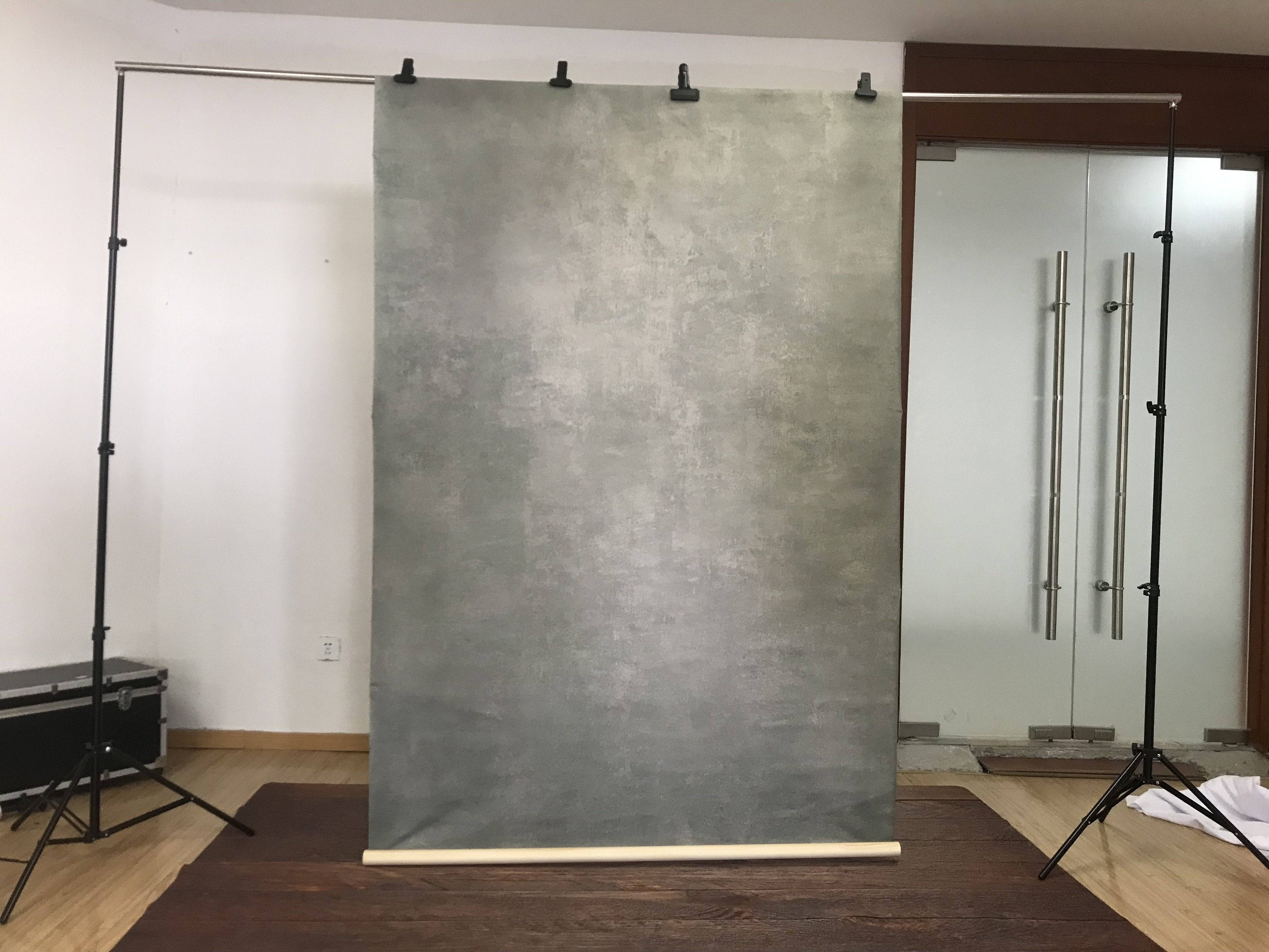 Kate Abstract Texture Cold Green and Light Grey Hand Painted Backdrops -UK
