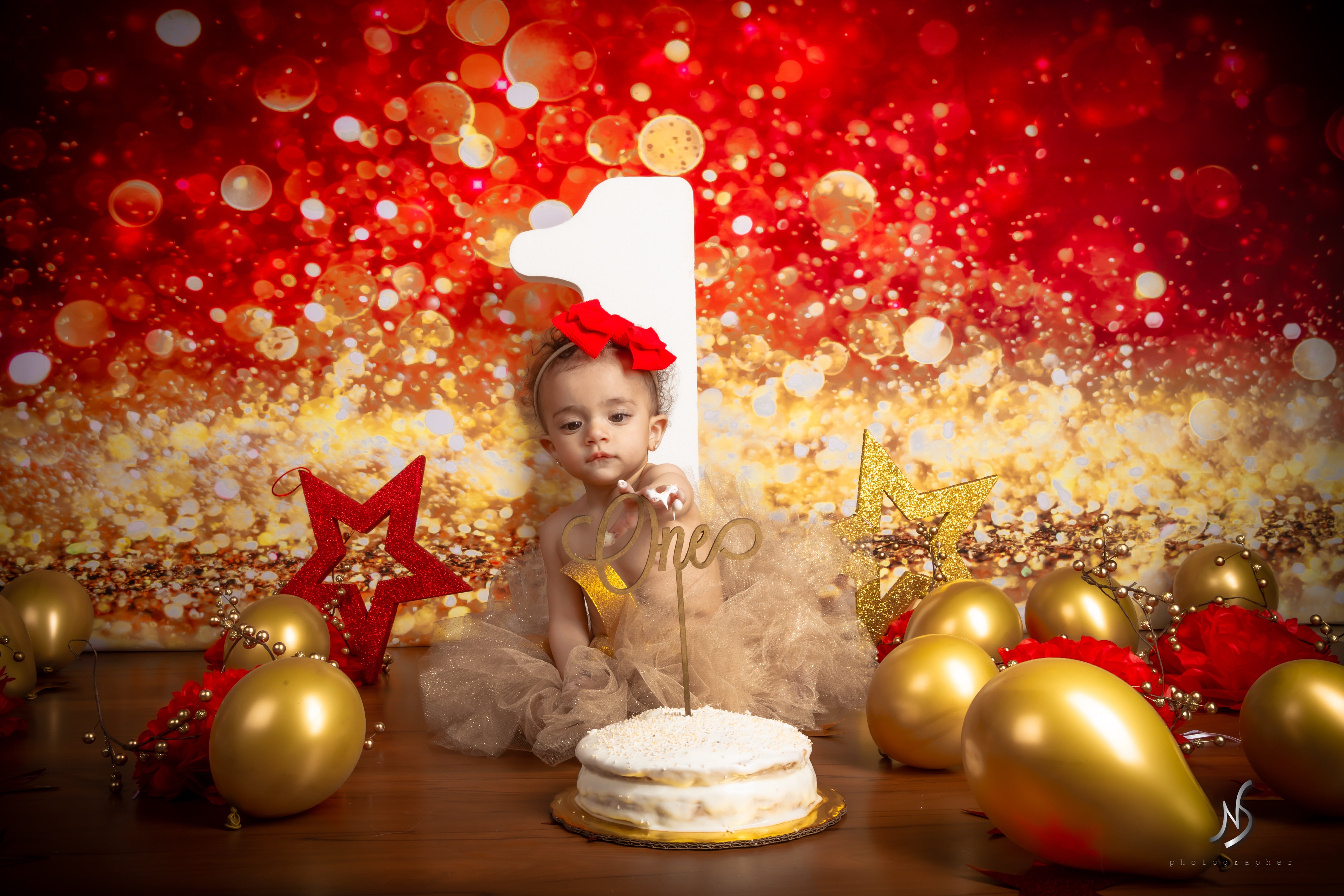 Kate Red Bokeh Christmas Photography Backdrop Glitter Holiday