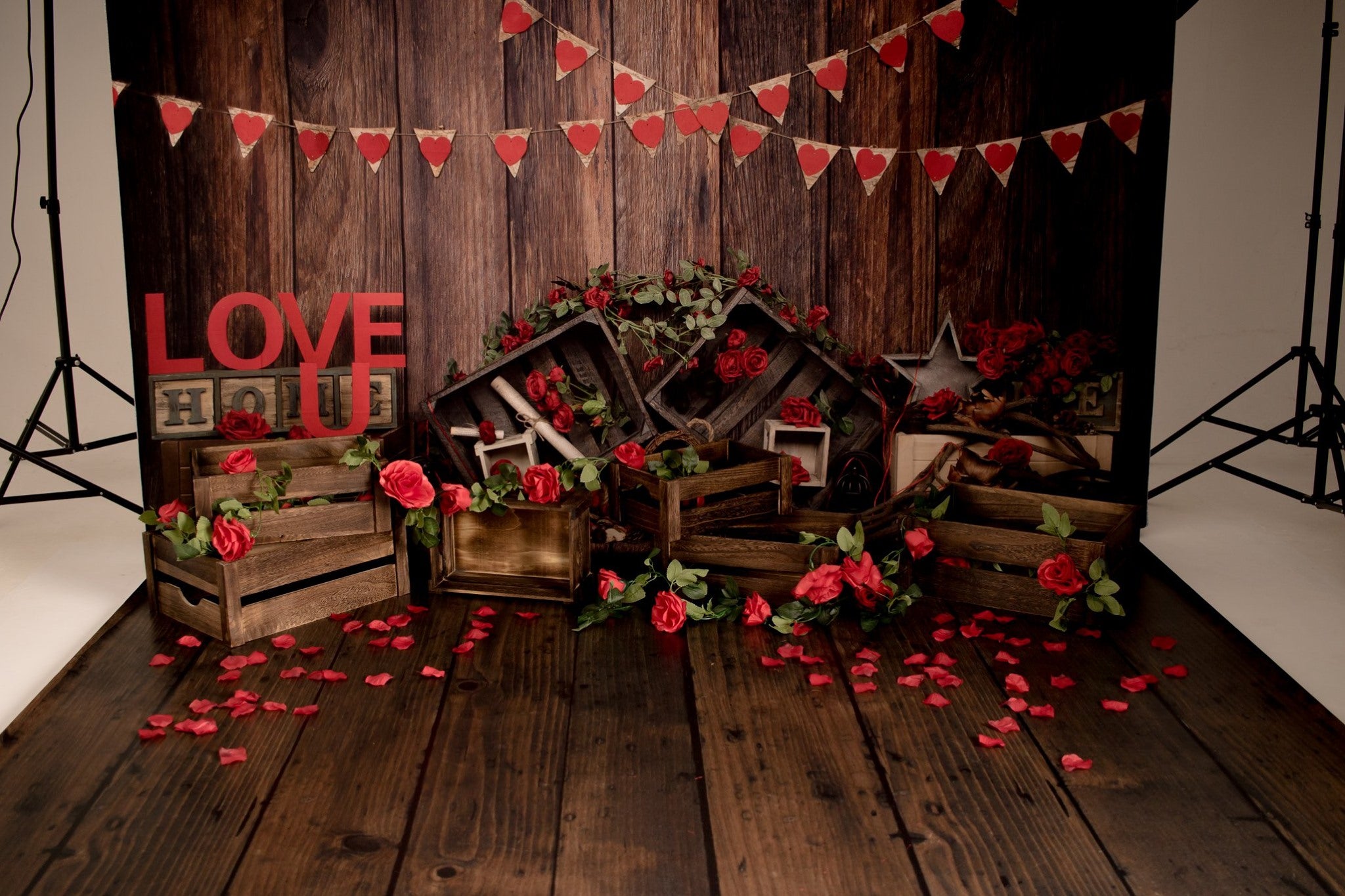 Kate Valentine's Day Rose Wooden Backdrop Designed by Jia Chan Photography