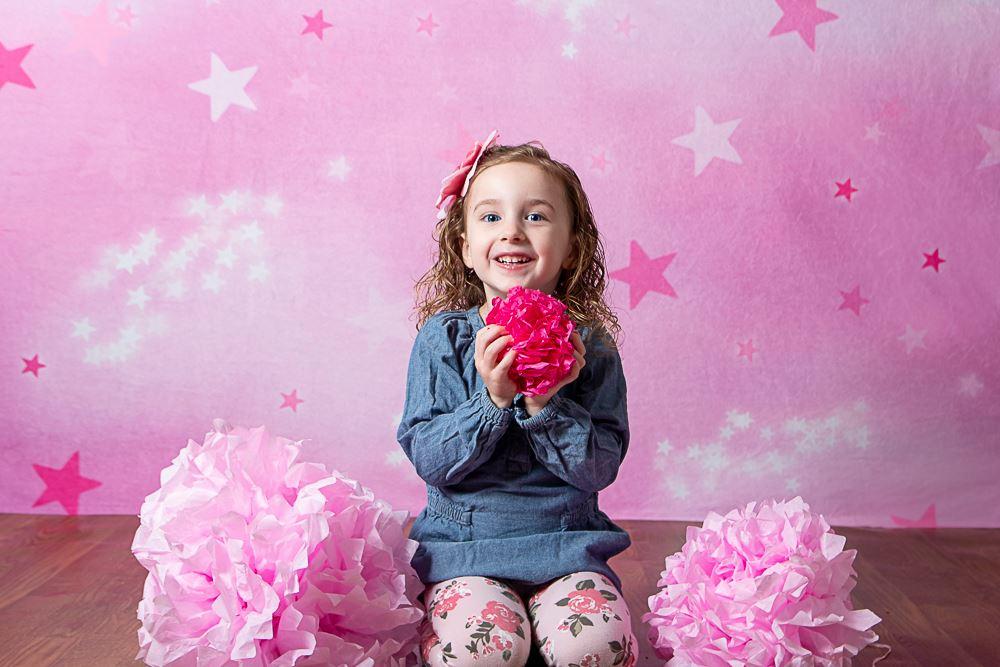 Kate Soft Skies Pink Stars Backdrop for Photography Designed by Mini MakeBelieve