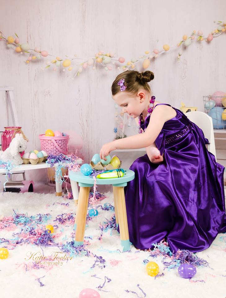 Kate Colorful Eggs Decorations Easter Spring Children Backdrop for Photography Designed by Erin Larkins